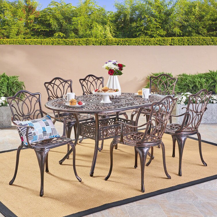 6 person wrought iron best sale patio set